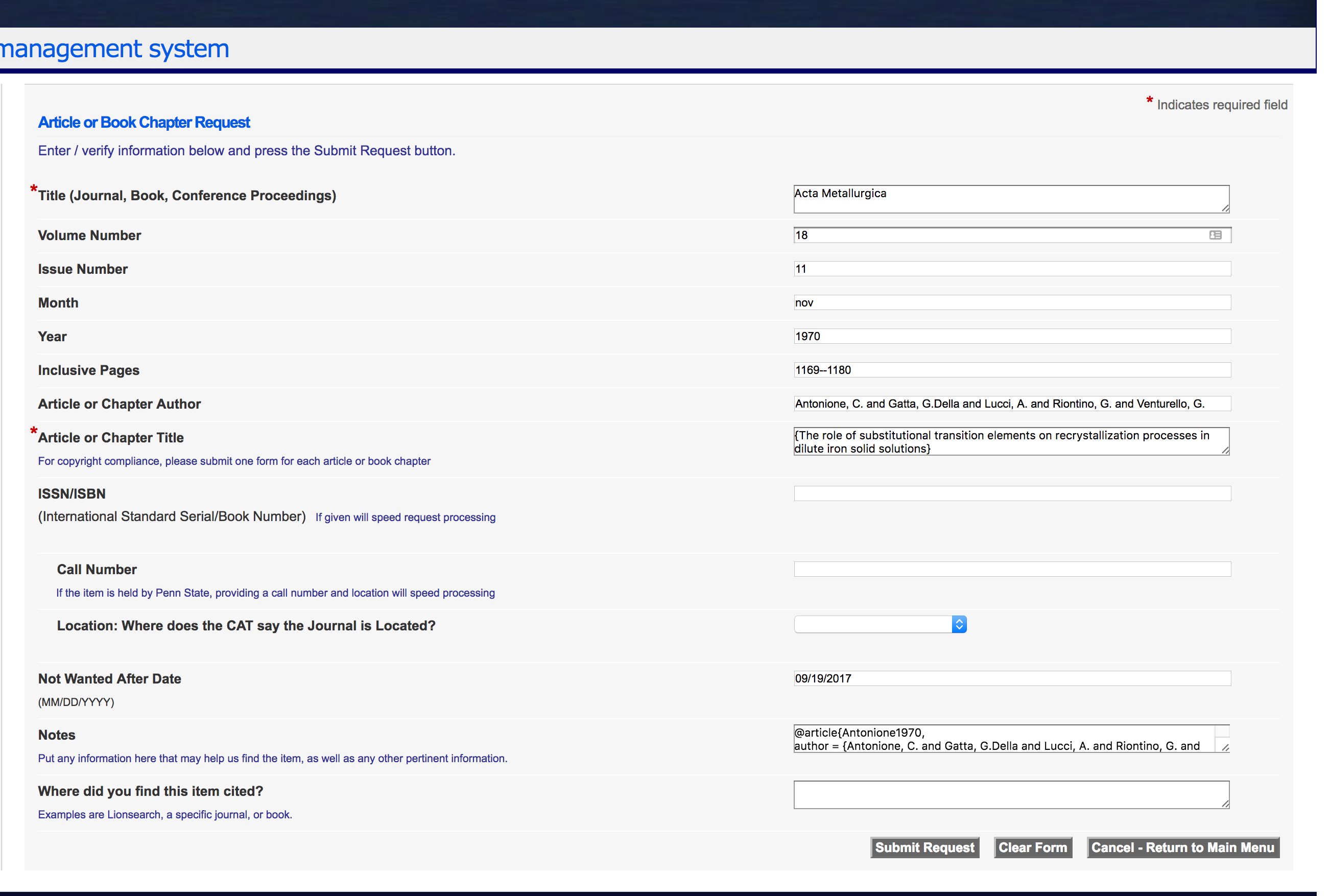 ILLiad filled form